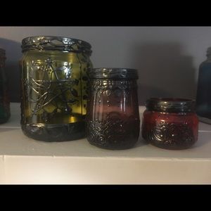 Hand painted up cycled candle holders